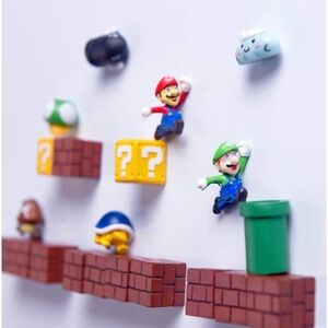 Super Mario Refrigerator Magnets  - Mario & Luigi with Bricks & Pipes
